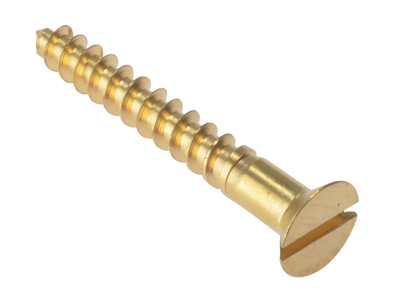 ForgeFix Wood Screw Slotted CSK Solid Brass 1in x 8 Box 200