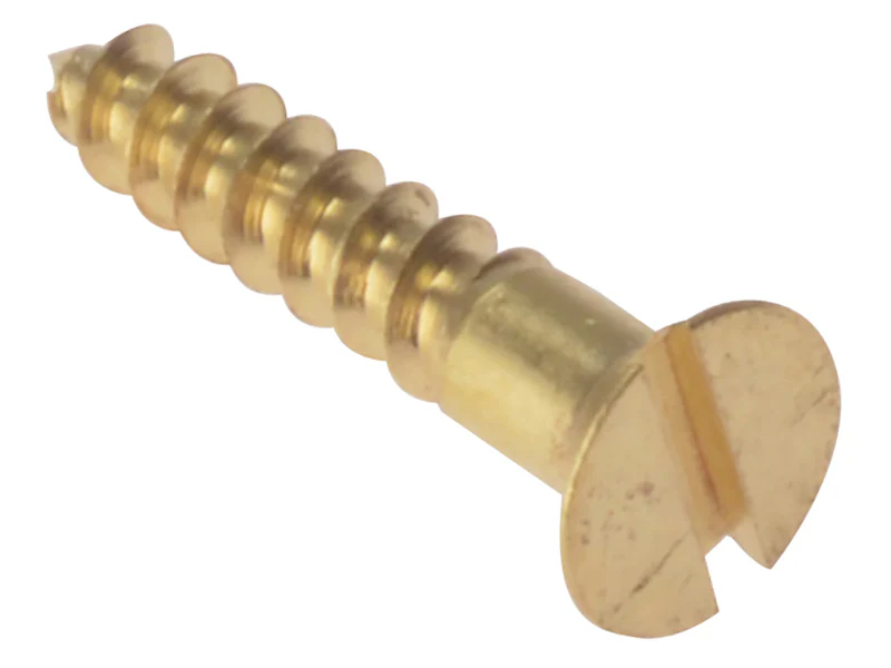 ForgeFix Wood Screw Slotted CSK Solid Brass 3/4in x 6 Box 200