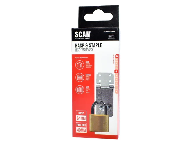 Scan Hasp and Staple 64mm + 40mm Padlock - Image 2