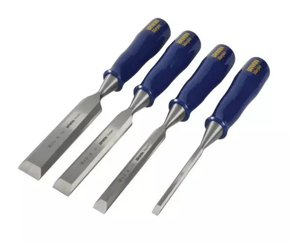 Irwin M444 Bevel Edge Chisel Blue Chip Handle Set, 4 Piece