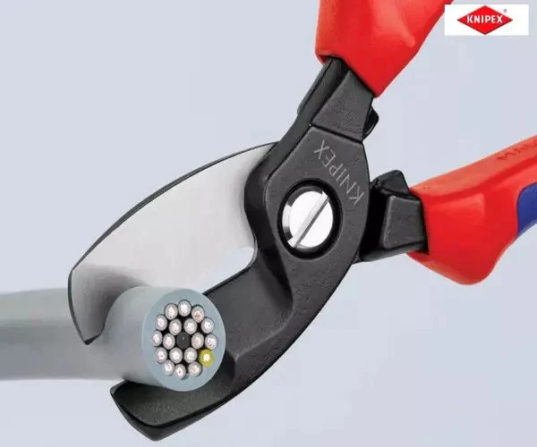 Knipex Cable Shears with Twin Cutting Edge Multi-Component Grip 200mm - Image 4