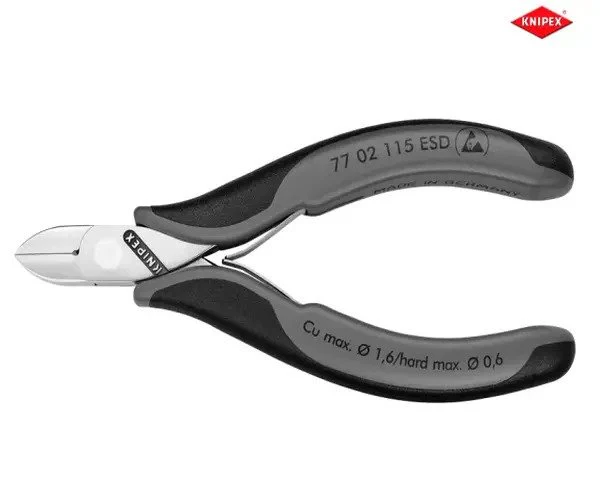 Knipex ESD Electronics Diagonal Cutters - Round Head Small Bevel 115mm - Image 3