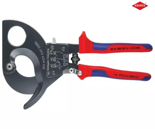 Knipex Ratchet Action Cable Shears Multi-Component Grip 280mm - Image 3