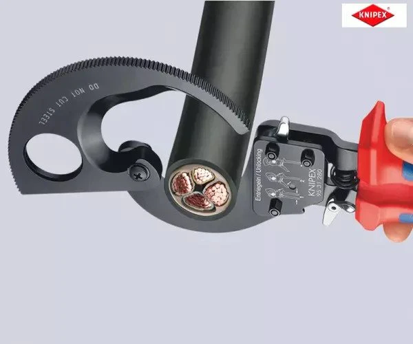 Knipex Ratchet Action Cable Shears Multi-Component Grip 280mm - Image 4