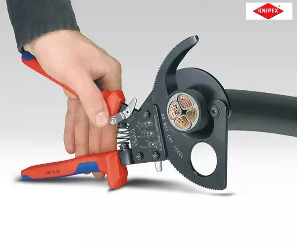 Knipex Ratchet Action Cable Shears Multi-Component Grip 280mm - Image 6