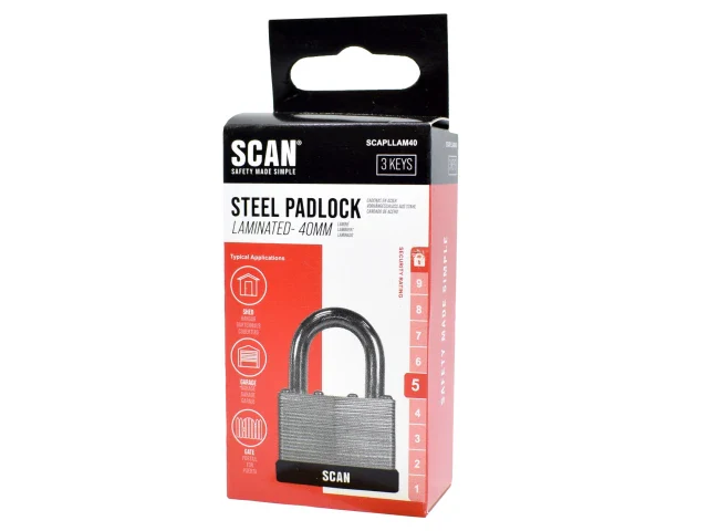 Scan Laminated Steel Padlock 40mm