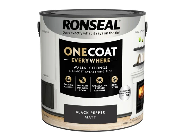 Ronseal One Coat Everywhere Interior Paint Black Pepper Matt 2.5 litre - Image 3