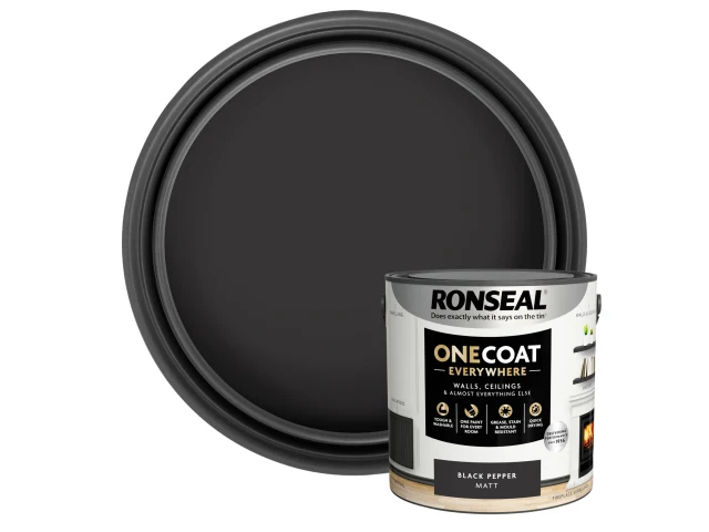 Ronseal One Coat Everywhere Interior Paint Black Pepper Matt 2.5 litre - Image 4