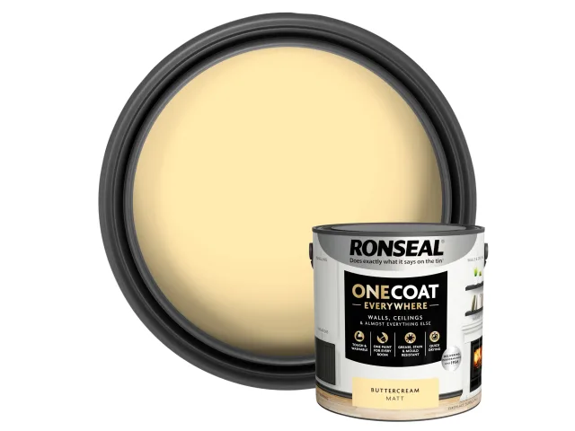 Ronseal One Coat Everywhere Interior Paint Buttercream Matt 2.5 litre - Image 4
