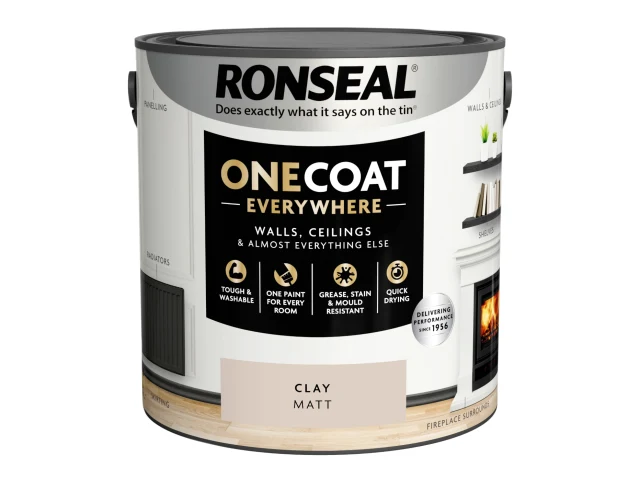 Ronseal One Coat Everywhere Interior Paint Clay Matt 2.5 litre - Image 3