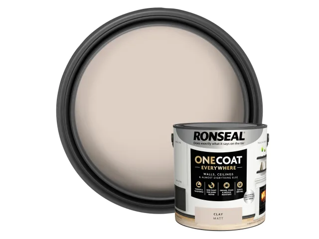 Ronseal One Coat Everywhere Interior Paint Clay Matt 2.5 litre - Image 4