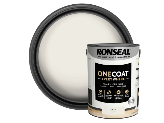 Ronseal One Coat Everywhere Interior Paint Linen Matt 5 litre - Image 4
