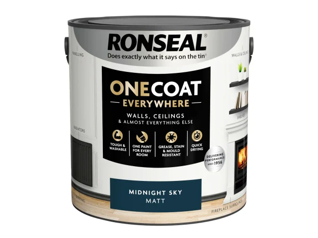 Ronseal One Coat Everywhere Interior Paint Midnight Sky Matt 2.5 litre - Image 3