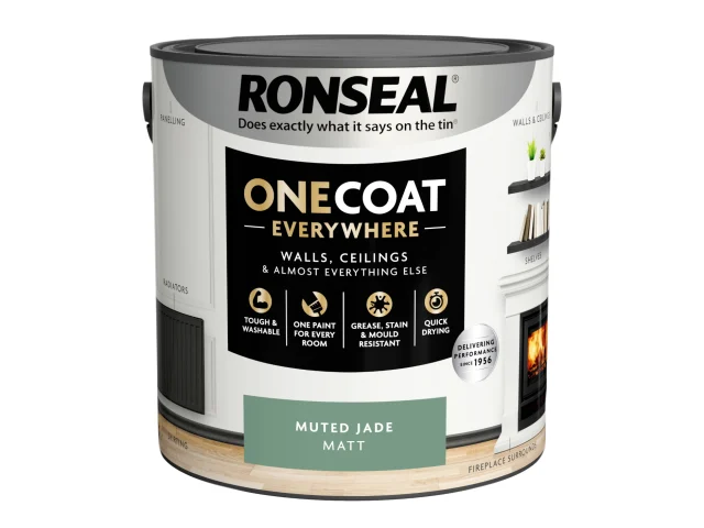Ronseal One Coat Everywhere Interior Paint Muted Jade Matt 2.5 litre - Image 3