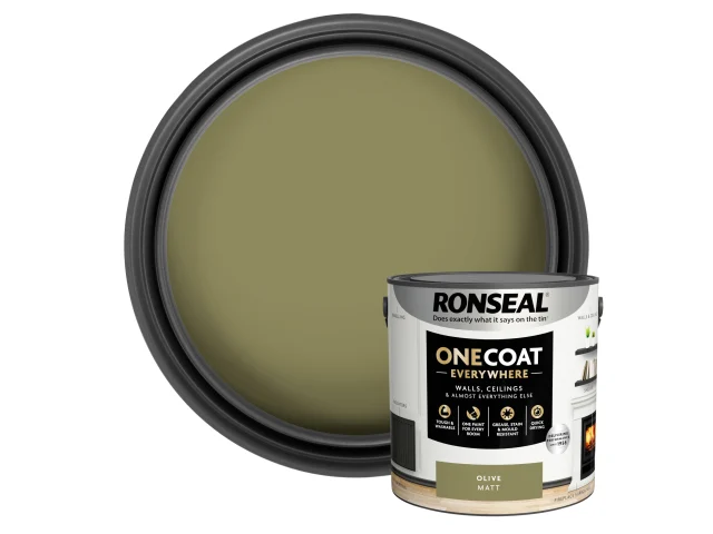 Ronseal One Coat Everywhere Interior Paint Olive Matt 2.5 litre - Image 4