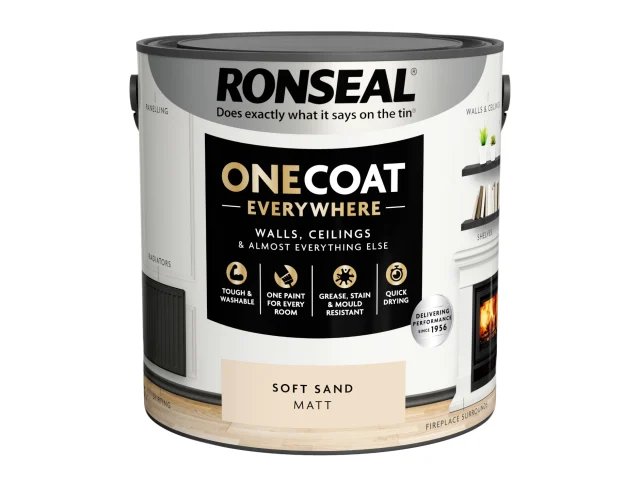 Ronseal One Coat Everywhere Interior Soft Sand Matt 2.5 litre - Image 3