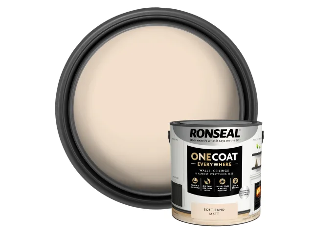 Ronseal One Coat Everywhere Interior Soft Sand Matt 2.5 litre - Image 4