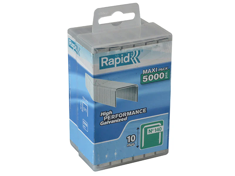 Rapid  140/10 10mm Galvanised Staples (Poly Pack 5000)