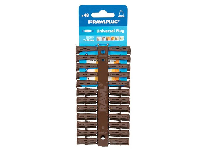 Rawlplug Brown UNO® Plugs 7 x 30mm (Card 48)