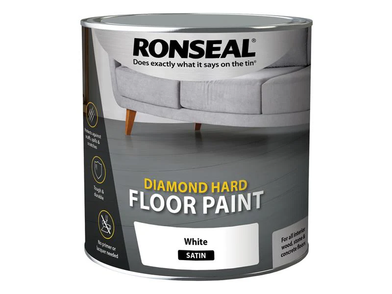 Ronseal  Diamond Hard Floor Paint Satin White 2.5 litre