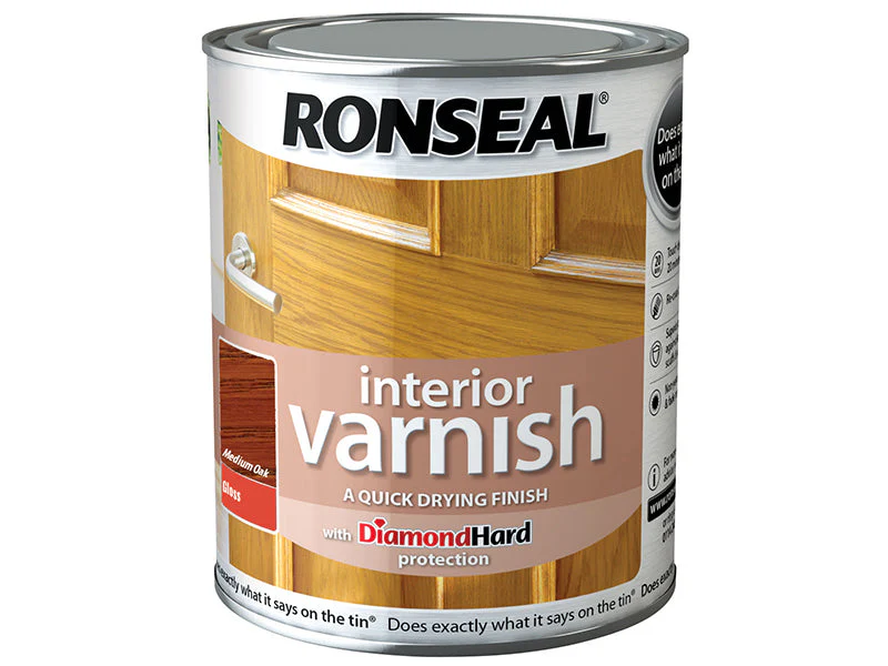 Ronseal  Interior Varnish Quick Dry Gloss Medium Oak 750ml