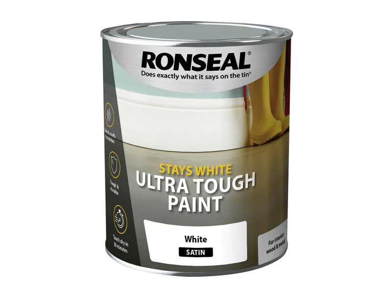 Ronseal Stays White Ultra Tough Paint Satin White 750ml