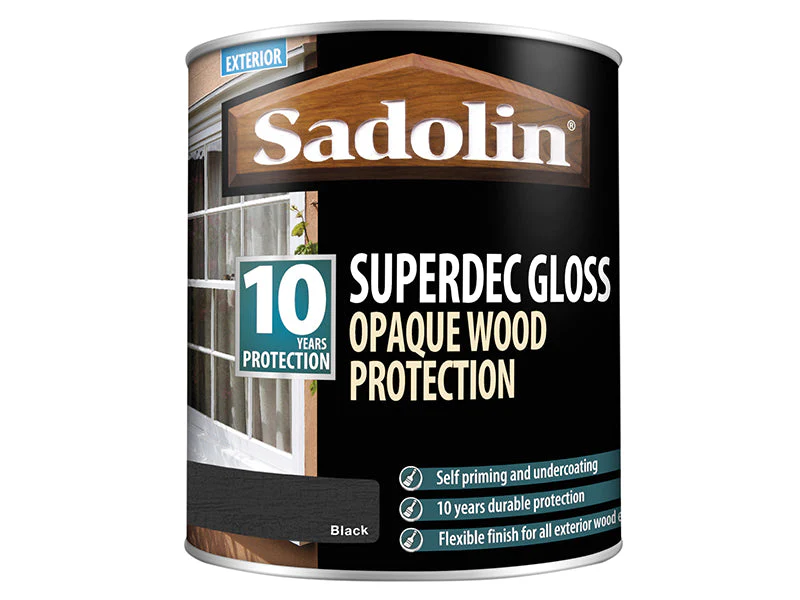 Sadolin  Superdec Opaque Wood Protection Black Gloss 1 litre