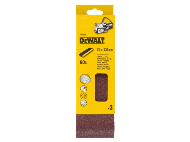 DEWALT Sanding Belt 533 x 75mm 60G Pack of 3 - Image 2
