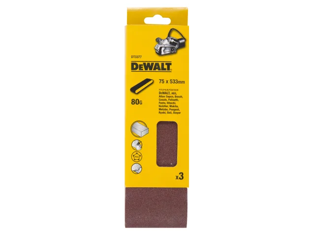 DEWALT Sanding Belt 533 x 75mm 80G Pack of 3 - Image 2