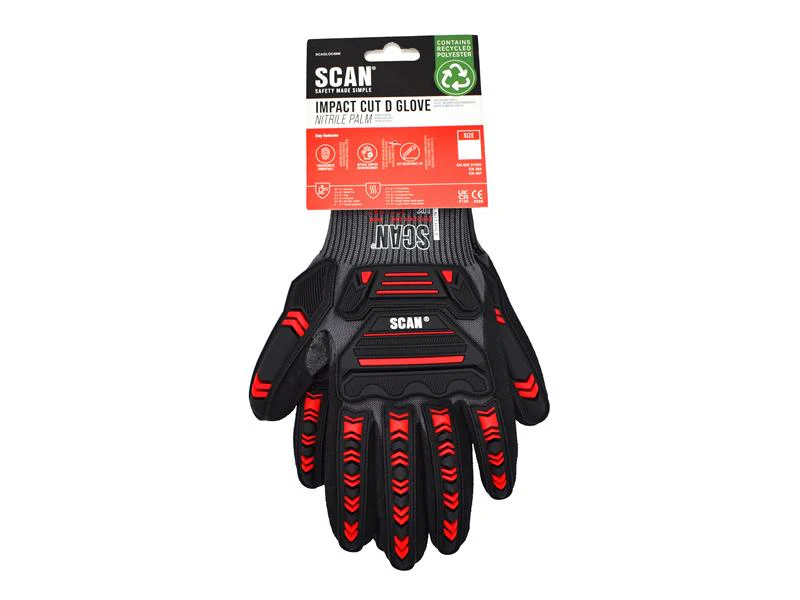 Scan Nitrile Palm Impact Cut D Gloves - L (Size 9) - Image 6