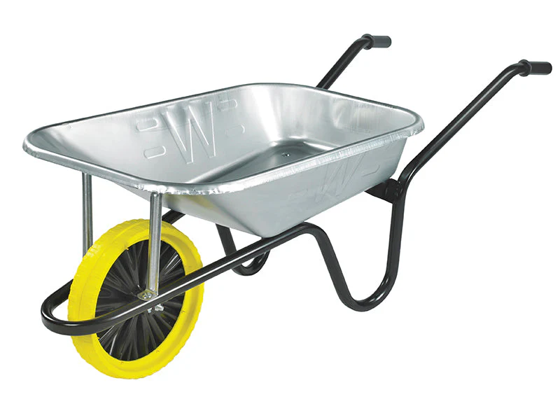 Walsall 85L Galvanised Heavy-Duty Builder's Wheelbarrow - Puncture Proof